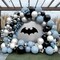 Blue Black Balloon Garland - Double Stuffed Pearl White Dusty Blue Balloons Black Silver Balloon Arch for Graduation Birthday Anniversary Baby Shower Wedding Party Decorations